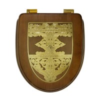 Крышка-сиденье Migliore Milady 24340 ореховая с декором, с микролифтом, петли золото