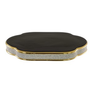 DUBAI Столешница овальная d.72x50 см. (без колонны), керамика, цвет черный, декор золото, swarovski